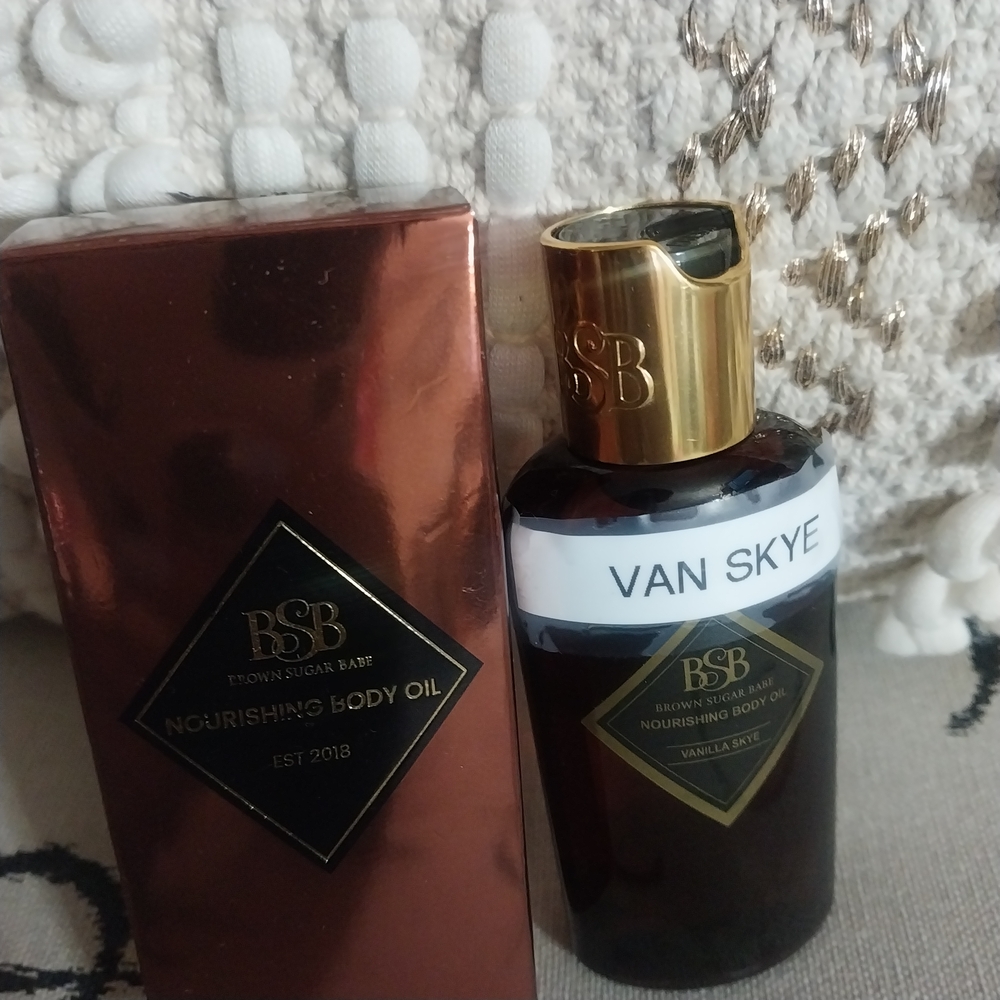 Brown Sugar Babe Vanilla Sky Nourishing Body Oil - Gold and Brown 2oz Bottle